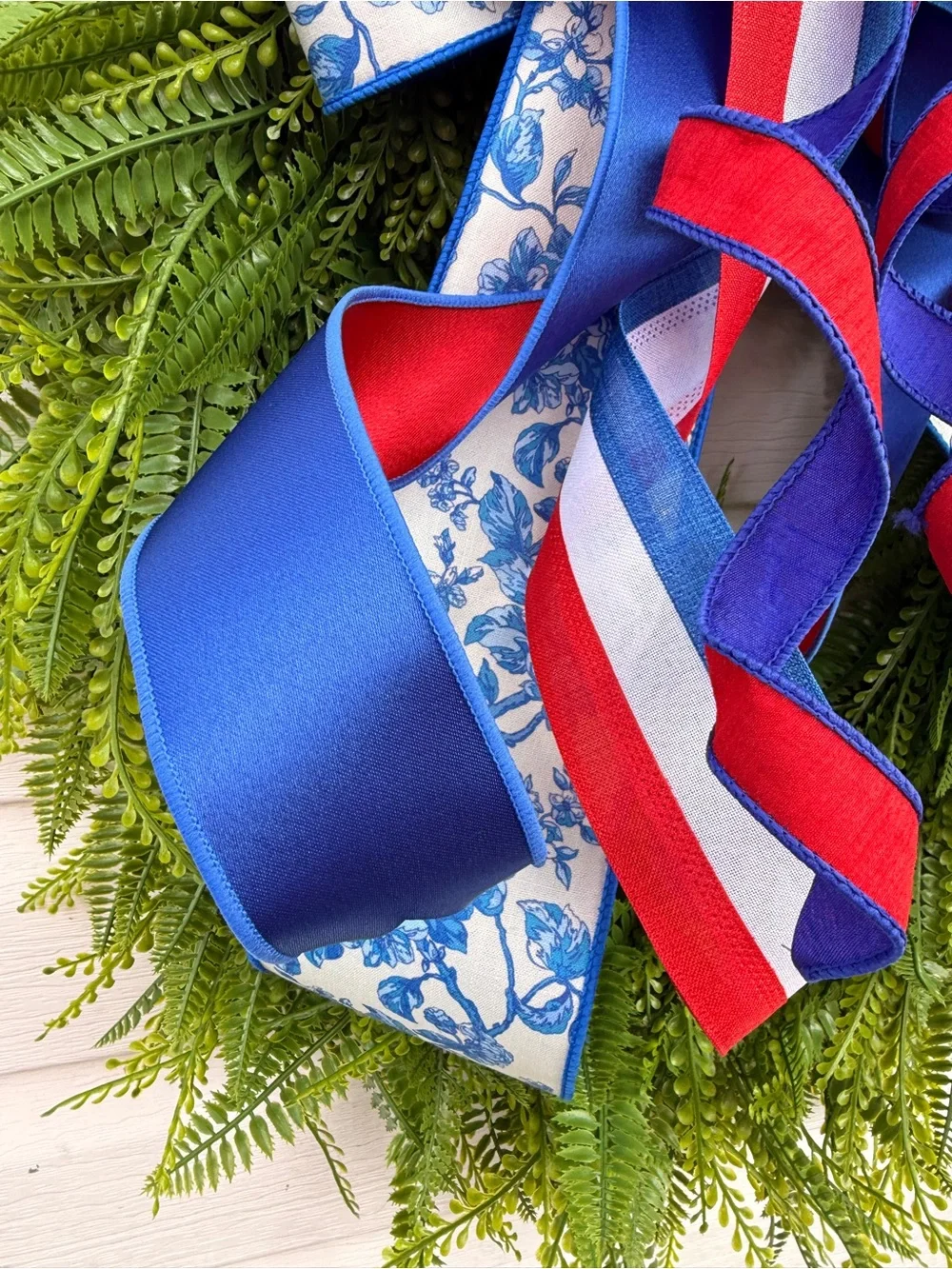Patriotic Beaded Grass Wreath, 4th of July Decor